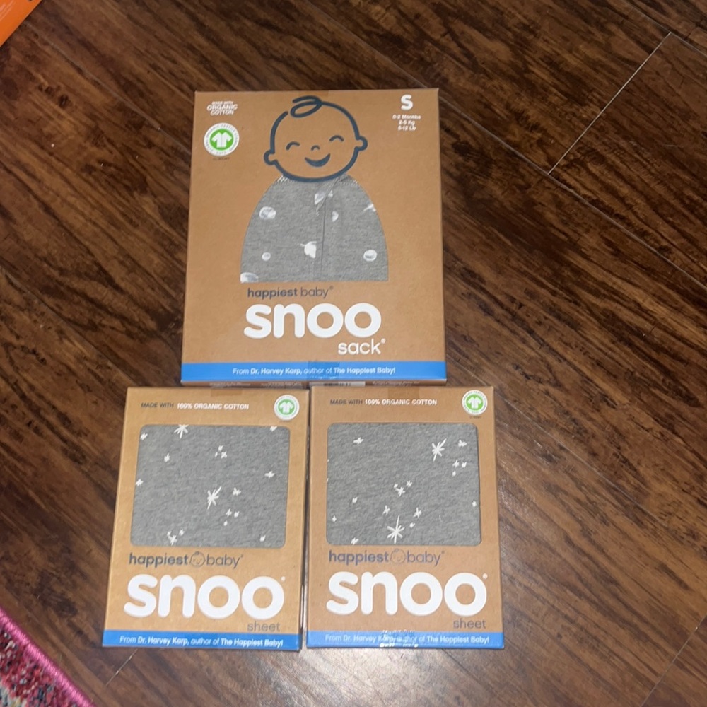 Snoo grey baby set. Bassinet set x2. 0-2 month snoo sack.